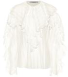 Philosophy Di Lorenzo Serafini Ruffle-trimmed Cotton-blend Blouse