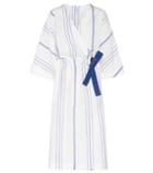 Araks White And Blue Cotton And Linen Wrap Dress