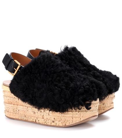 Chlo Camille Platform Shearling Sandals