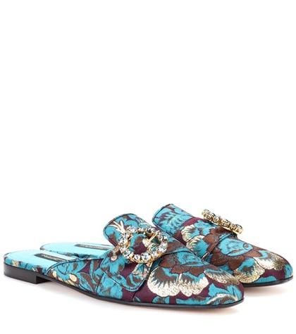 Dolce & Gabbana Embellished Jacquard Slippers