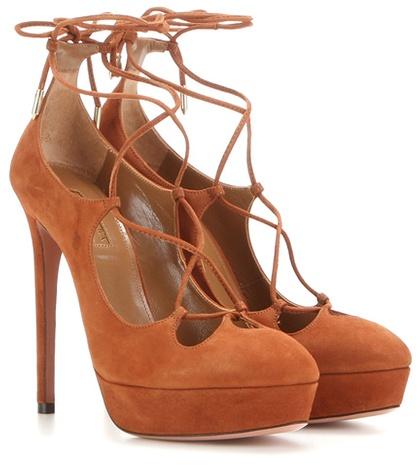 Aquazzura Dancer Plateau 130 Suede Platform Pumps