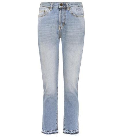 Saint Laurent Embroidered Cotton Slim-fit Jeans