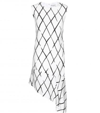 Balenciaga Graphic Net Frill Crepe Dress