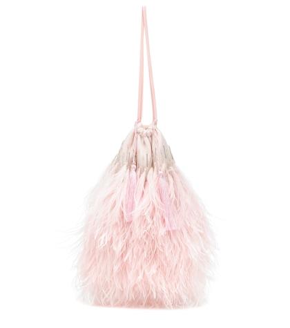 Self-portrait Feather-trimmed Embellished Pouch