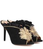 Charlotte Olympia Suede And Satin Mules