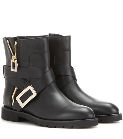 Roger Vivier Biker Zip Leather Ankle Boots
