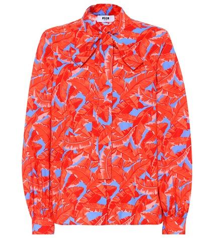 Msgm Leaf-printed Cotton Blouse