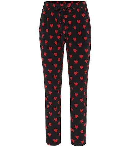 Redvalentino Heart Print Silk Pants