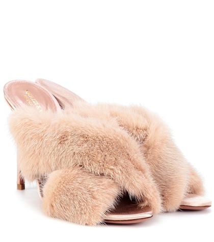 Self-portrait Purr 105 Fur Sandals