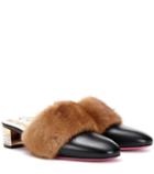Gucci Fur-trimmed Leather Mules