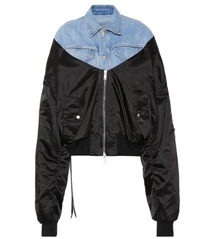 Unravel Denim Mixed-fabric Bomber Jacket