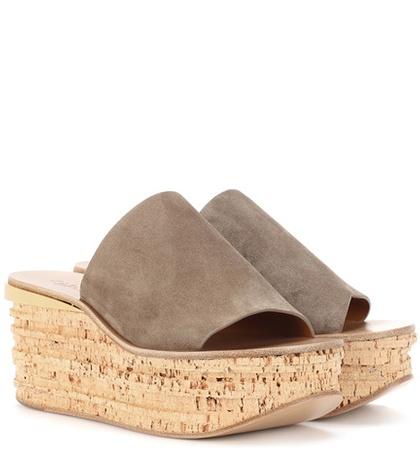 Chlo Camille Suede Wedge Mules