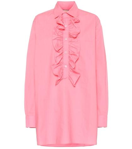 Plan C Oversized Ruffled Cotton Blouse