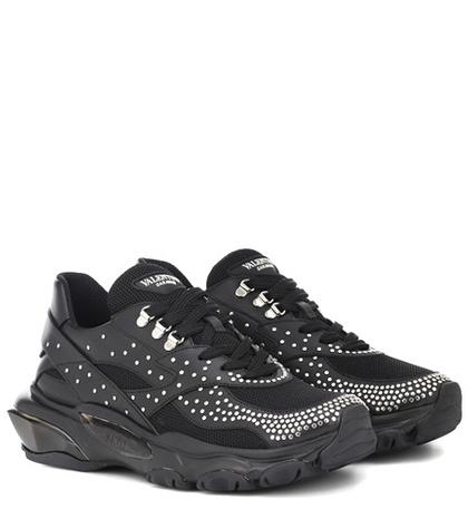 Valentino Garavani Valentino Garavani Embellished Leather Sneakers