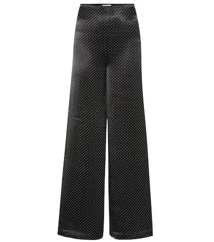 Ganni Polka-dot Wide-leg Satin Pants