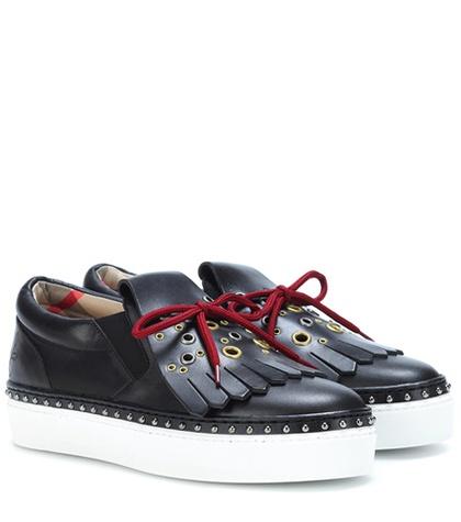 Burberry Embellished Leather Sneakers