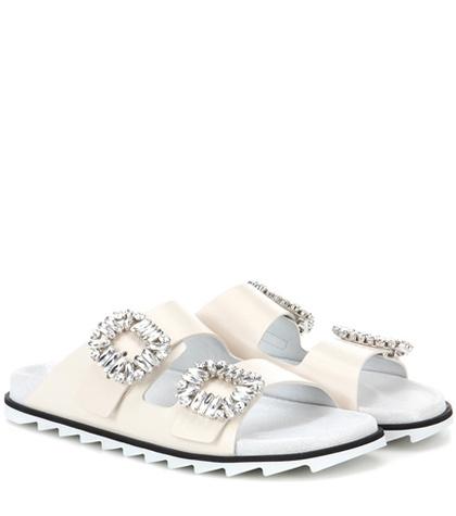 Roger Vivier Slidy Viv Leather Slip-on Sandals
