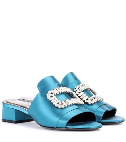 Roger Vivier Slipper New Strass Crystal-embellished Satin Sandals