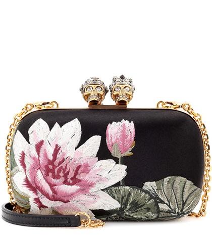 Alexander Mcqueen Embroidered Silk-satin Clutch