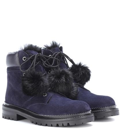 Joseph Elba Flat Fur-lined Suede Boots