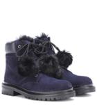 Joseph Elba Flat Fur-lined Suede Boots