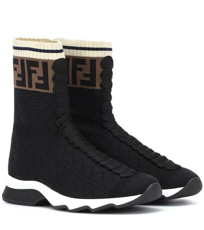 Fendi High-top Stretch Knit Sneakers