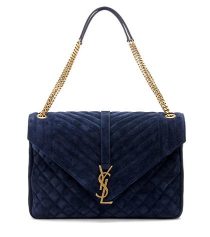 Saint Laurent Monogram Envelop Classic Large Quilted Suede Shoulder Bag