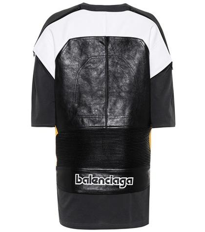 Balenciaga Leather-trimmed T-shirt