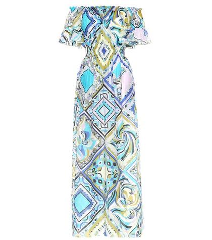 Emilio Pucci Beach Printed Cotton And Silk Maxi Dress
