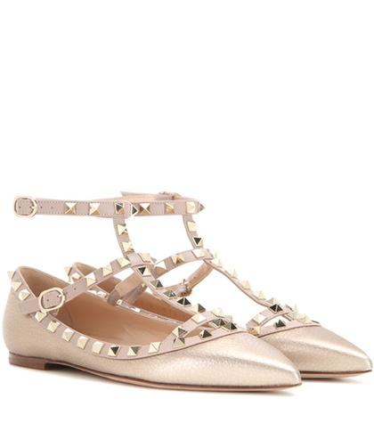 Valentino Garavani Valentino Garavani Rockstud Metallic Leather Ballerinas