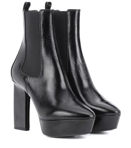Saint Laurent Vika 95 Leather Plateau Ankle Boots