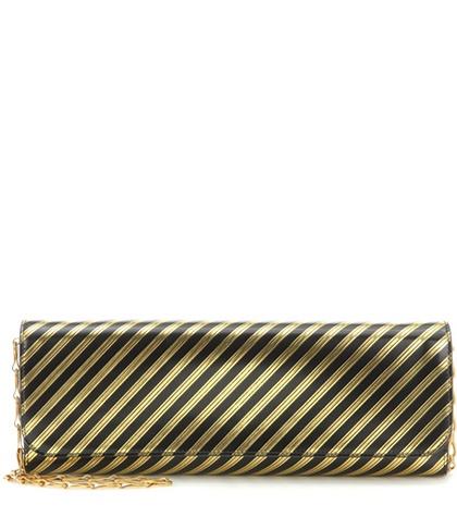 Balenciaga Pochette M Metallic Striped Leather Clutch