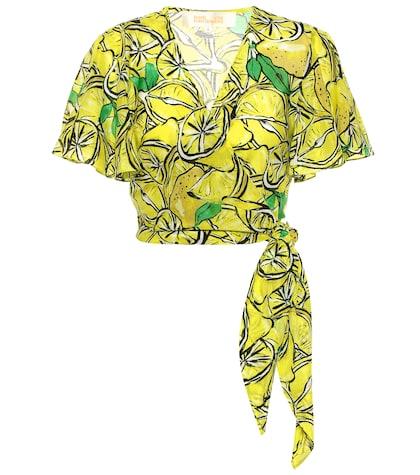 Diane Von Furstenberg Hailey Printed Cotton And Silk Top