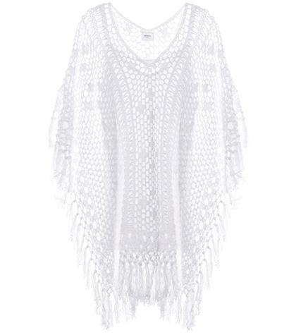Anna Kosturova Tassel Crocheted Cotton Poncho Dress