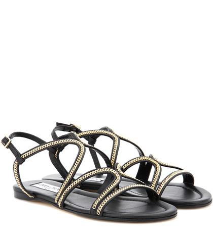 Jimmy Choo Nickel Flat Embellished Leather Sandals