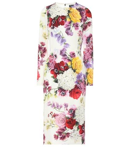 Victoria Beckham Floral Stretch Silk Midi Dress