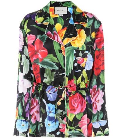 Gucci Floral-printed Silk Satin Blouse
