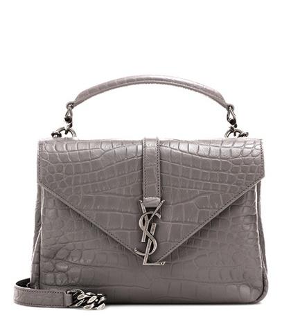 Saint Laurent Classic Medium Monogram Collège Embossed Leather Shoulder Bag