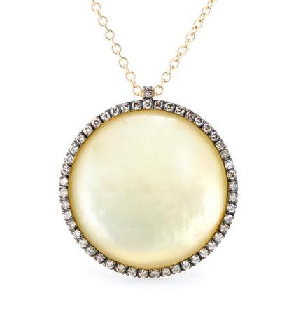 Ileana Makri 18kt Yellow Satinized Gold Surround Necklace With Lemon Quartz And Brown Diamonds