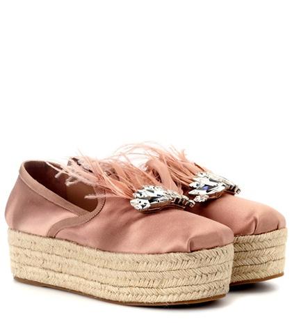 Saint Laurent Satin Platform Espadrille Loafers