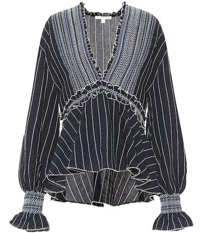 Jonathan Simkhai Striped Rayon Blouse