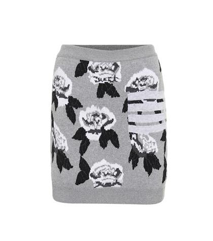 Thom Browne Floral Intarsia Wool Miniskirt