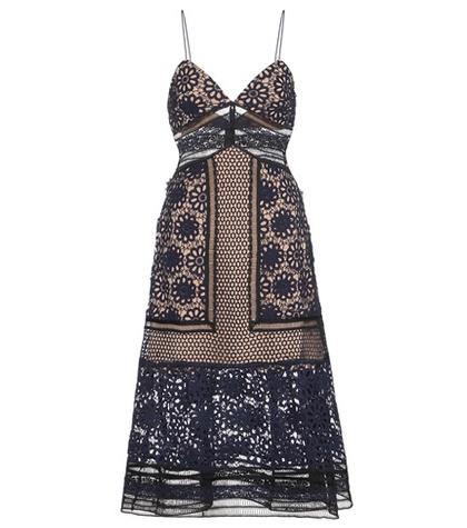 Self-portrait Strappy Midi Lace Dress