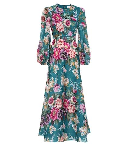 Zimmermann Allia Floral Linen Midi Dress