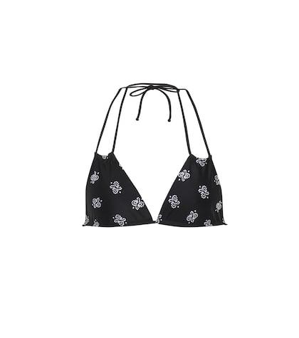 Saint Laurent Paisley-printed Triangle Bikini Top