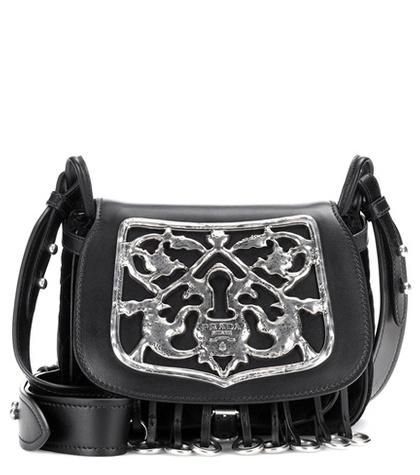 Unravel Cotton And Leather Embellished Shoulder Bag