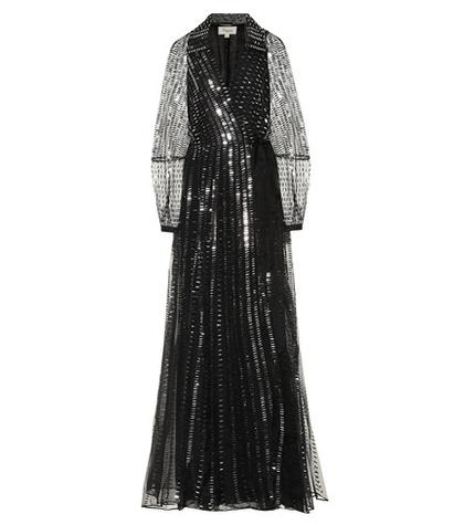 Preen By Thornton Bregazzi Jet Sequined Silk Gown