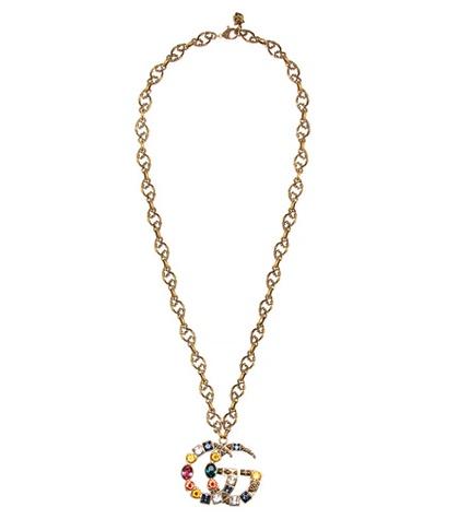 Gucci Crystal Logo Pendant Necklace