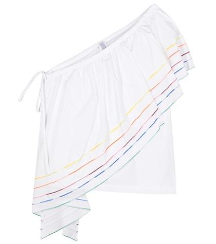 Valentino Wedge One-shoulder Cotton Top