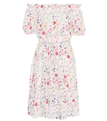 Velvet Floral Off-the-shoulder Dress